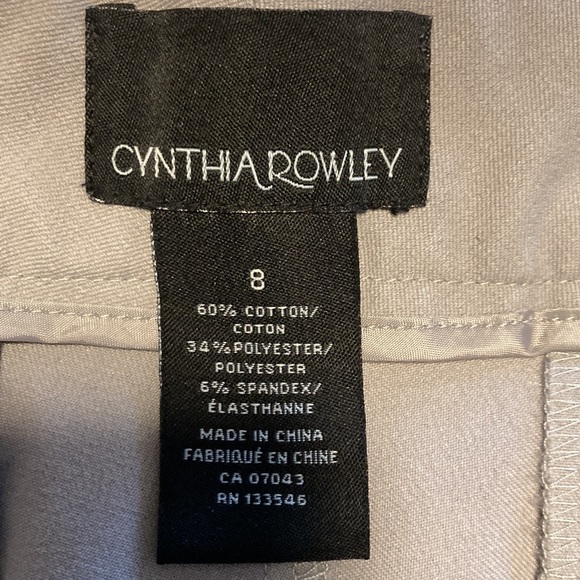 Cynthia Rowley Grey Cropped Slim Fit Dress Pants - Picture 3 of 3